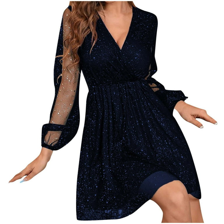 sequin v neck dress with flutter sleeves Long Sequin Embellished Flutter Sleeve Faux Wrap V Neck Tiered Plus Si The Dress Outlet