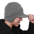 thumbnail image 2 of ievspot Winter Ear Protection Hat with Ear Flaps Knitted Long Brim Keep Warm Thick Elastic for Father Grandfather Outdoor, 2 of 8
