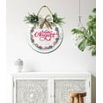 thumbnail image 3 of Hello August Front Door Sign Funny Wreaths Hanging Wooden Plaque Decoration Round Rustic Wood Farmhouse Porch Decor for Home Front Door Decor, 12 x 12 Inch, 3 of 5