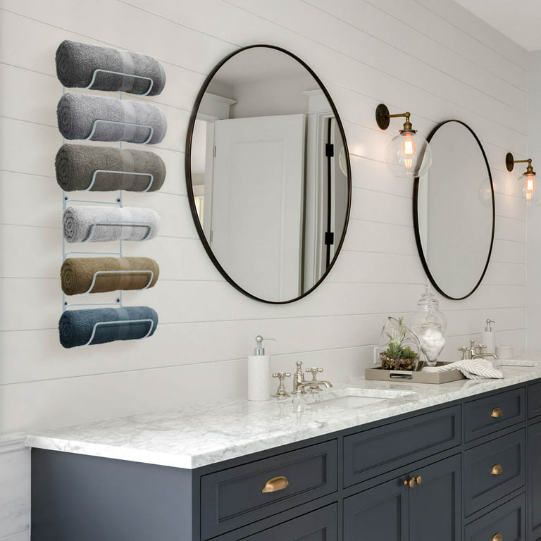 Sorbus Wall Mounted Metal Towel Rack Spa Salon And Bathroom Storage Modern White Com