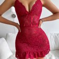 thumbnail image 7 of Levmjia Womens Nightgown Set Lace Mesh Nightwear Sheer Strap Romper For Valentines Day Date Night Comfortable Stretchy Adjustable Sleepwear, 7 of 7