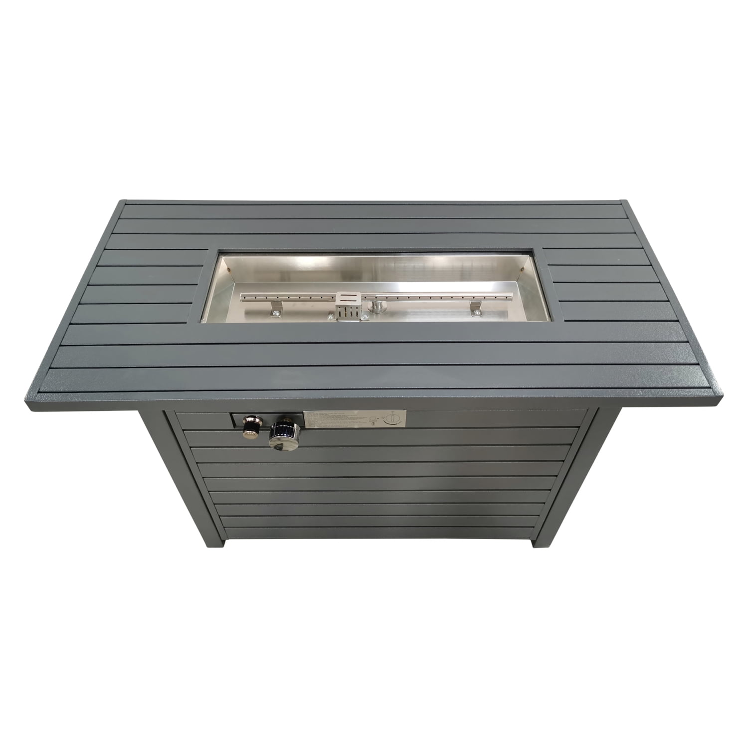Miekor Furniture 25" H x 42" W Steel Propane Outdoor Fire Pit Table with Lid (Grey) 91365