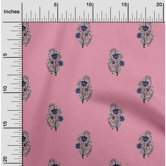 oneOone Cotton Poplin Fabric Leaves & Floral Block Fabric Prints By Yard 56 Inch Wide