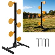 YOHKOH 6-Target Auto-Reset Steel Dueling Tree, Heavy Duty 10mm Alloy Shooting Stand with 6.3 Paddles, Adjustable Angle & H-Leg Base for Outdoor Range