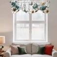 thumbnail image 3 of Tie Up Valances for Windows, Teal Tulip Butterfly Adjustable Valance Curtains Window Treatment for Living Room, Beige Turquoise Floral Grey Wooden Rod Pocket Kitchen Curtains & Drapes 60x18 Inch, 3 of 9