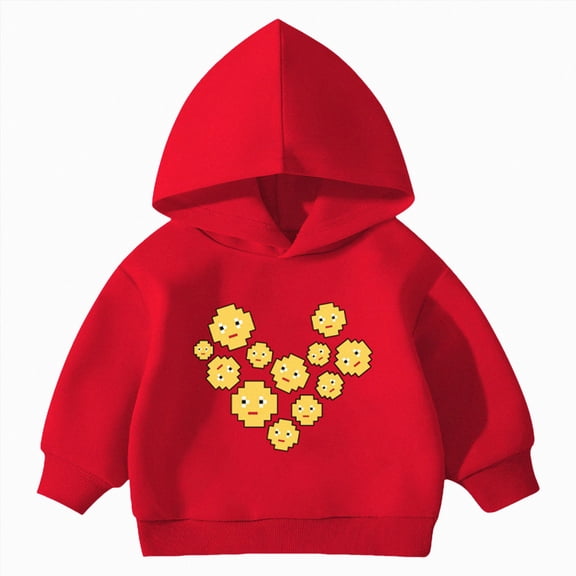 KPOPLK Toddler Baby Boy Sweatshirt Hoodie Pullover Fall Outfits Crewneck Long Sleeve Blouse Top Shirt Clothes Red Size 18-24 Months