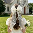 thumbnail image 4 of 39.37 Inch Sheer Organza Bow Hair Clips with Long Ribbon Tassels for Bridal and Parties,Colour as Pictured, 4 of 6