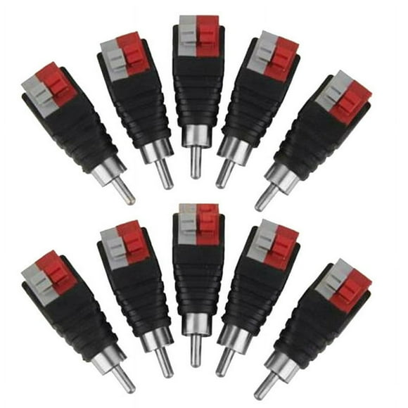 Speaker Wire Cable to Audio Male RCA Connector Adapter Jack Plug 10pcs/set