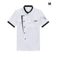 thumbnail image 2 of kurtrusly Chef Jacket Men Chef Coat Skin Friendly Chef Uniforms O-Neck Cheap Short Sleeve Tops Bakery Cooking Clothes Work Wear White M, 2 of 5