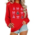 thumbnail image 2 of Craaazy Christmas Long Sleeve Shirts For Women Christmas Tree and Bow Cute Xmas Shirts Round Neck Sweatshirt Santa Pullover Snowman Sweatshirts Womens Tops, 2 of 6