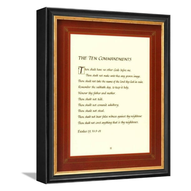 The Ten Commandments Framed Art Print Wall Art 9x11 Walmart Com Walmart Com