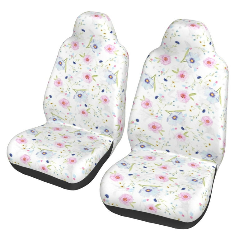 Modern Floral Car Front Seat Covers Protectors White Flower Automotive Seat Covers for Cars Trucks Suv Walmart