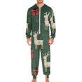 thumbnail image 2 of White Reindeer with Christmas Gift Adult's Hoodie Onesie Jumpsuit One-Piece Pajamas with Zipper Unisex for Holiday L, 2 of 7