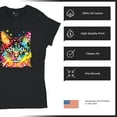 thumbnail image 4 of Tee Hunt Dean Russo Eyes Cat T-Shirt Neon Colorful Cute Kitten Women's T-Shirt Tee, 4 of 5