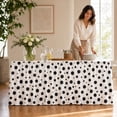 thumbnail image 4 of Black Dot Table Skirt, Gathered Ruffled Table Skirt with Scalloped Hem, Modern Classic Table Cover, for Party, Home and Vendor Booth Decor, 4 of 5