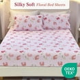 thumbnail image 7 of Floral Queen Sheet Set, 4-Piece Boho Printed Bed Sheets, 16" Deep Pocket, Ultra Soft & Cooling Sheet, Oeko-TEX Certified, Blush Pink Floral, 7 of 7