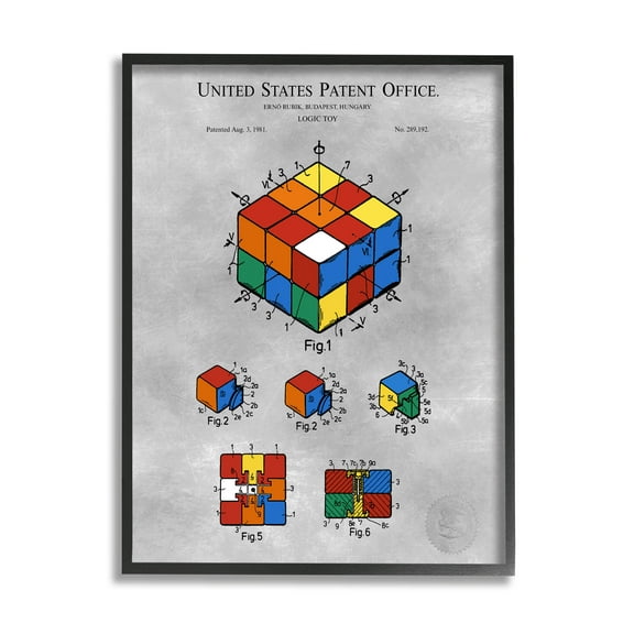 Stupell Industries Vintage Toy Patent Diagram Graphic Art Black Framed Art Print Wall Art, Design by Karl Hronek