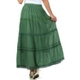 thumbnail image 2 of Sakkas Solid Embroidered Gypsy / Bohemian Full / Maxi / Long Cotton Skirt - Green - One Size, 2 of 6