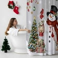 thumbnail image 5 of Shower Curtain 72"W x 72"L Christmas Snowman Poinsettia Snowflakes Gray Fabric Shower Curtains Set with Hooks Water Repellent Bathroom Curtains Machine Washable Bathroom Accessories, 5 of 7