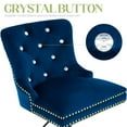 thumbnail image 4 of Adjustable Velvet Bar Stools with Back, Fashionable Swivel Counter Height Bar Chairs with Thick Cushion, Crystal Button Tufting and Gold Nailhead Trim for Kitchen, Dining, Pub, or Café (Deep Blue), 4 of 7