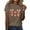 Brown, variant on Womens Easter Tops 2025 Summer Fashion Print Short-Sleeved Blouse with Round Neck and Fun Design