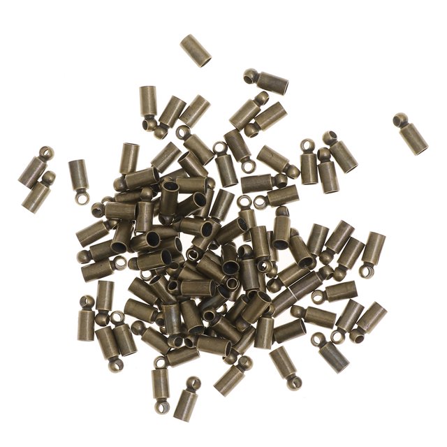 MasteelfCA 100pcs End Tip Tassel Caps Beads Crimp End Caps Connector Copper Buckle Tips Handmade Jewelry Findings for DIY Jewelry Making
