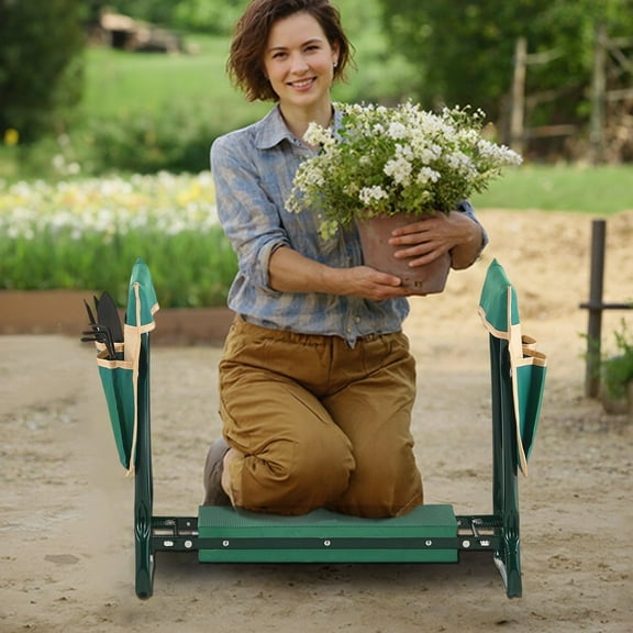 Foldable Garden Kneeler Stool with 6" Thick EVA Pad - Durable Gardening Seat Bench