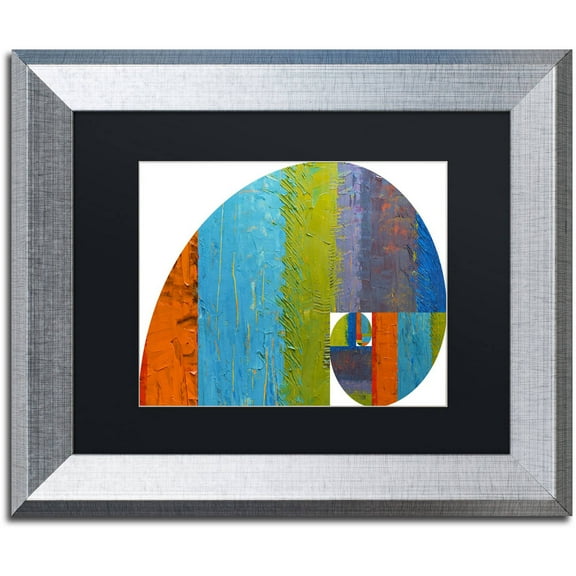 Trademark Fine Art "Fibonacci Spiral" Canvas Art by Michelle Calkins, Black Matte, Silver Frame