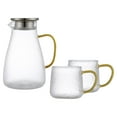 thumbnail image 2 of veasfak Large Capacity Glass Tea Pot with Tea Strainer Kettle for All Stovetop with 2pcs with 2pcs Cup, 2 of 9