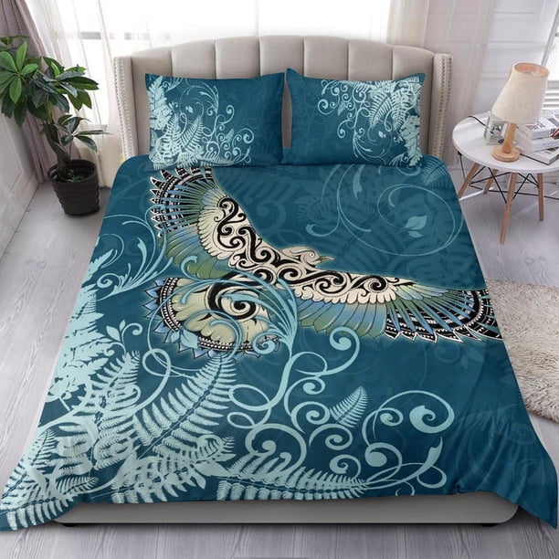 Nueva Zelanda Juego de Cama Helecho Plateado Estilo Polinesio Pájaro Maorí Kea