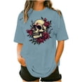thumbnail image 2 of Inverlee Plus Size Short Sleeve Tunics for Women Fashion Gothic Skull Print Round Neck Tee Tops Summer Casual Loose Fit Shirts, 2 of 6