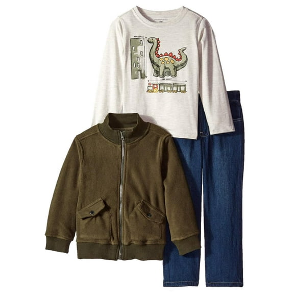 Kids Headquarters Infant Toddler Boys 3 Piece Dinosaur Shirt Pants Jacket 12m