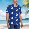 thumbnail image 5 of Xecao Moon Lamb print Hawaiian shirt - a stylish short-sleeve button-down for men, perfect for casual beach and tropical outings., 5 of 9