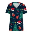 thumbnail image 3 of Luxalzxs Christmas Printed Scrub Shirt Nurse Uniforms for Women, Short Sleeved V-Neck Protective Work Clothes Tops Holiday Scrub Tops, 3 of 4
