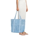 thumbnail image 3 of Time and Tru Women's Mesh Beach Tote Bag, 2-Pack Gingham Blue Yonder / Black, 3 of 5