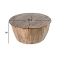 thumbnail image 5 of 37 Inch Round Coffee Table, Drum Shape, Mango and Sheesham Wood, Brown, 5 of 5