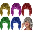 thumbnail image 1 of Pelucas de oropel de colores de 6 piezas, pelucas metálicas para disfraz, pelucas para fotomatón, pelucas brillantes para fiesta de disfraces para mujeres, 1 of 5