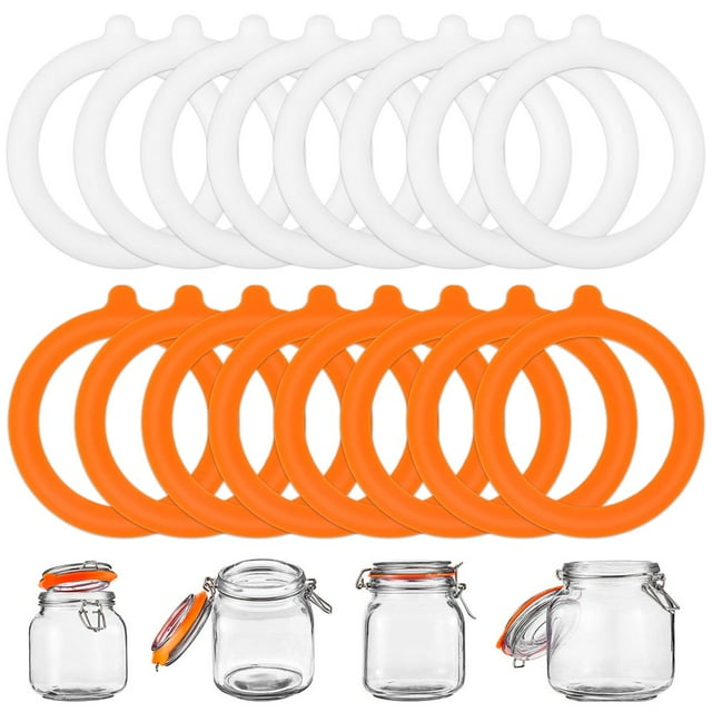 16pcs Jar Seals Silicone Seals for Mason Jar Lids Replacement Sealing Rings Leak-Proof Rubber Jar Sealing Rings for Glass Clip Mason Jar Can (3 Colors)