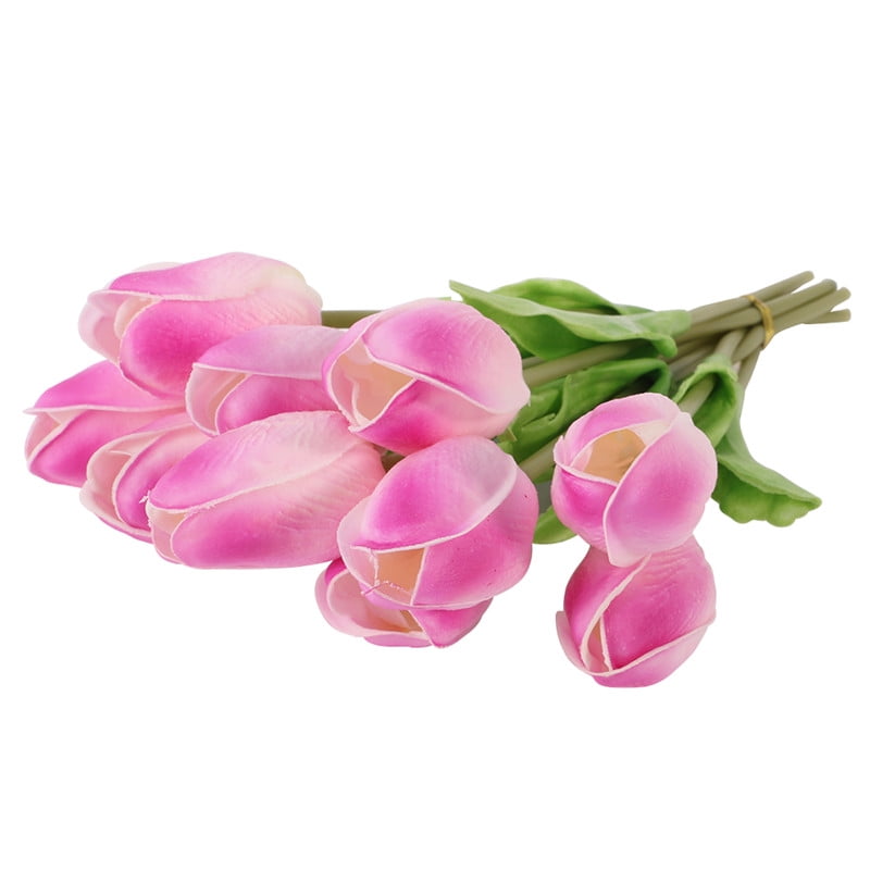 10PCS/Set PU Stunning Holland Tulip Flower Real Touch Artificial Silk