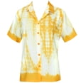thumbnail image 4 of HAPPY BAY Women's Casual Beach Short Sleeve Blouse Shirt TShirts Button Down Dress Tops Tee Shirts Hawaiian Blouses for Women XL Tie Dye, Yellow White, 4 of 5
