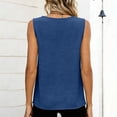thumbnail image 5 of LNWUY Women Tank Tops Ruched Shoulder Dressy Blouse Business Casual Outfits Sleeveless V Neck Shirt Beach Vacation Clothes Blue M, 5 of 6