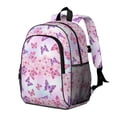 thumbnail image 2 of Butterfly and Cherry Blossom Pink Backpack for School, Cute School Bag with Adjustable Shoulder Straps and Padded Back, 15"x11.42"x5.5", 2 of 5