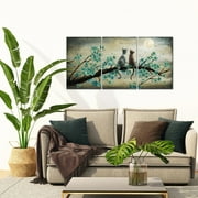 Visual Art Decor 3 Piece 16x24 inch Framed Animal Wall Art Clearance Cat Look at The Moon Wall Decor Prints Pictures Posters Artwork for Bedroom Living Room BathroomDecoration