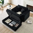thumbnail image 3 of Oversized Chaise Lounge Chair Indoor, Corduroy Sleeper Sofa with Charging Station and Storage Ottoman, Convertible Deep Seat Reading Chairs, Black, 3 of 10