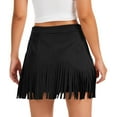 thumbnail image 7 of Western Cowgirl Fringe Skirt,High Waisted Mini Suede Skirts,Country Concert Rave Festival Booty Tassel Bottoms, 7 of 7