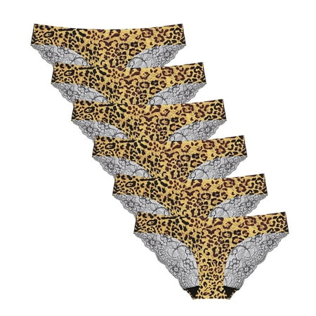 

6Pack Panties Women Modal Floral Underwear Leopard Cute Girls Low Rise Seamless Breathable Basic Hipster Briefs