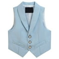thumbnail image 3 of SGMVNU Boys Blazer Suit Jackets Casual Long Sleeve Open Front Kids Wedding Formal Suits Jacket Boy School Uniform Tuxedo Outfit Size 4-5 Years, z929C-Light Blue, 3 of 7