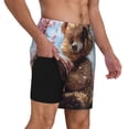 thumbnail image 2 of Naloa Romantic Floral Bear Print Men Swim Trunks with Compression Liner ,Board Shorts,Men's Swim Shorts with Drawstring and Elastic Waistband-Large, 2 of 6