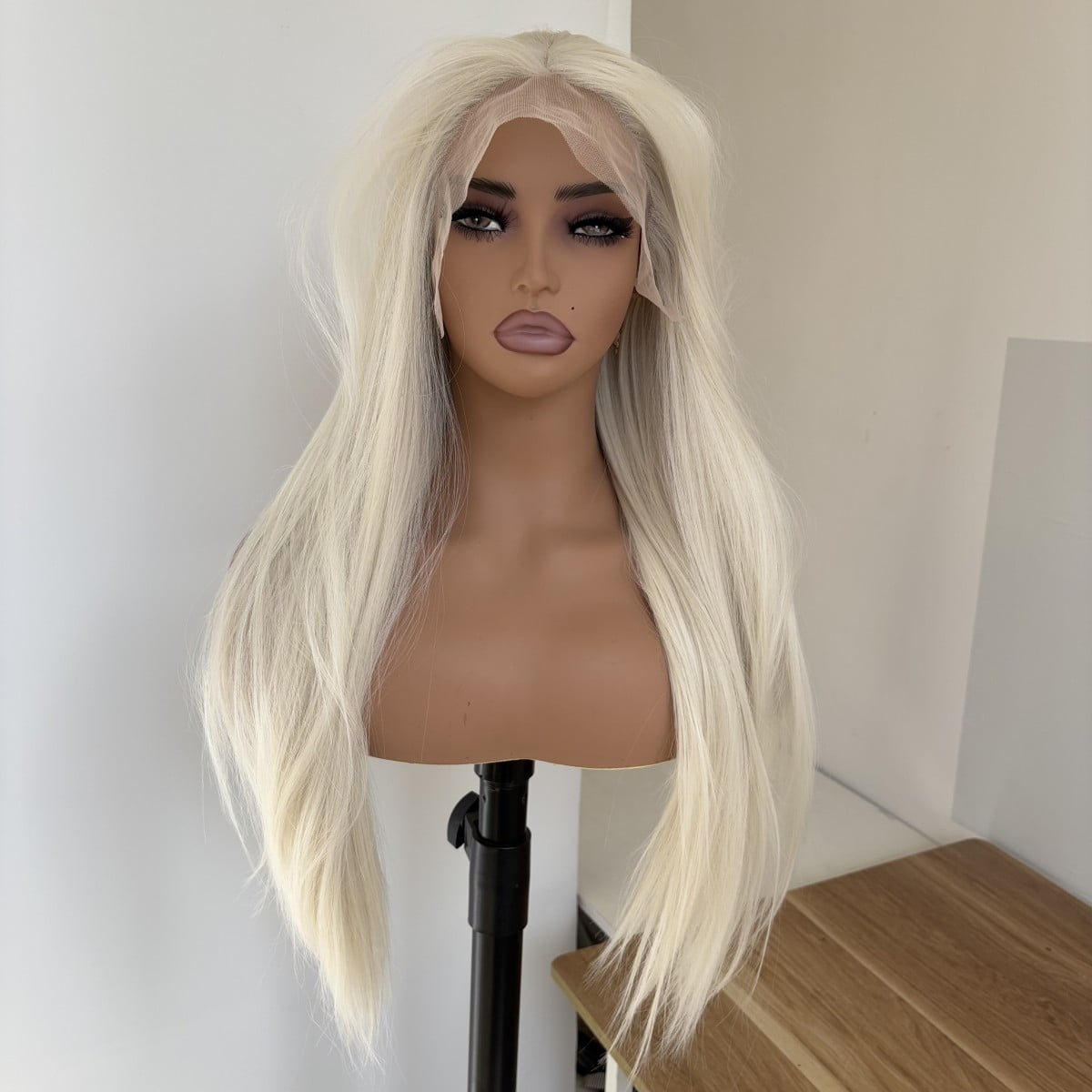MISSWEN Cosplay Long Glueless Lace Front Wig Heat Resistant Hair 26 inch Bleach Blonde