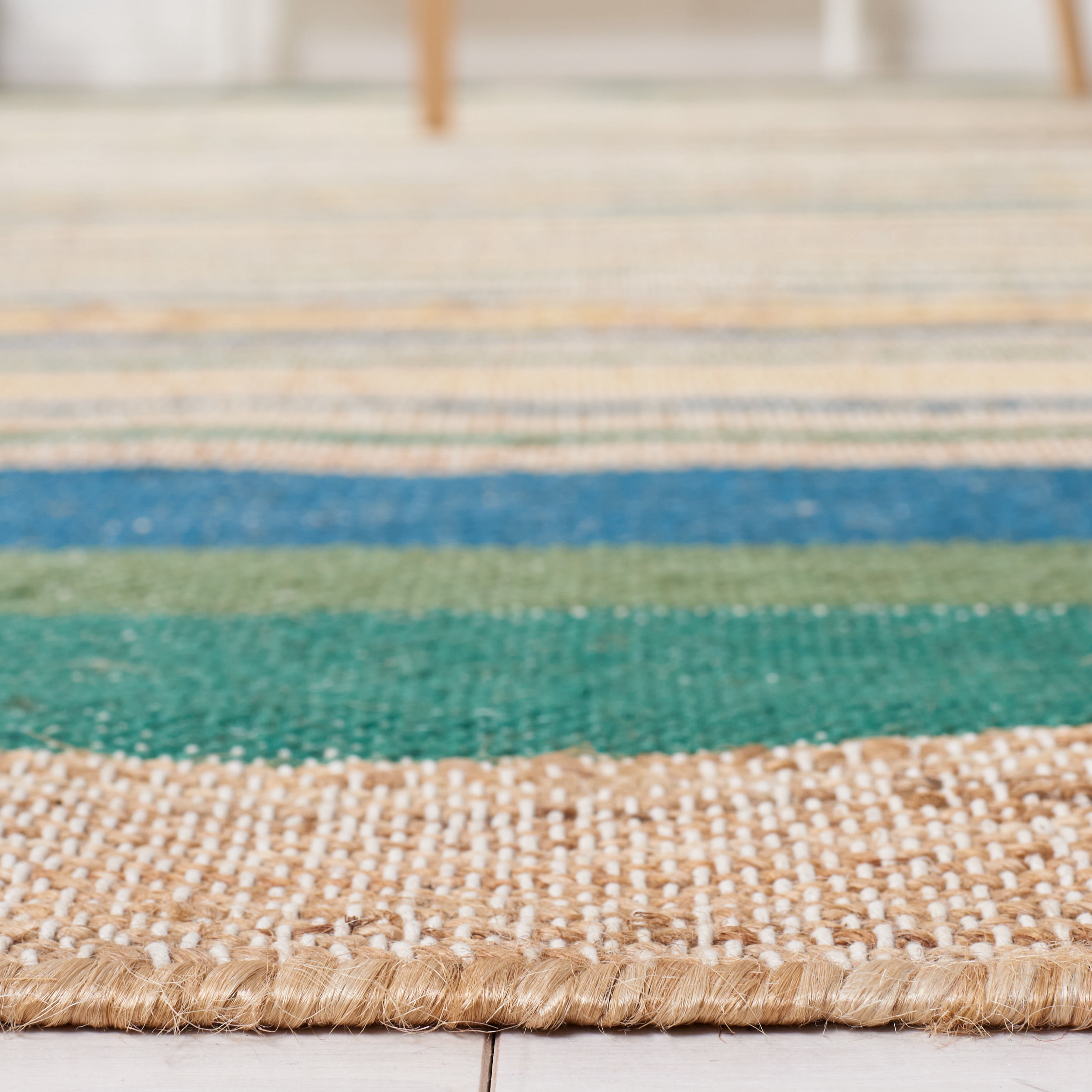 SAFAVIEH Kilim Candis Striped Area Rug, Natural/Green, 5' x 8'